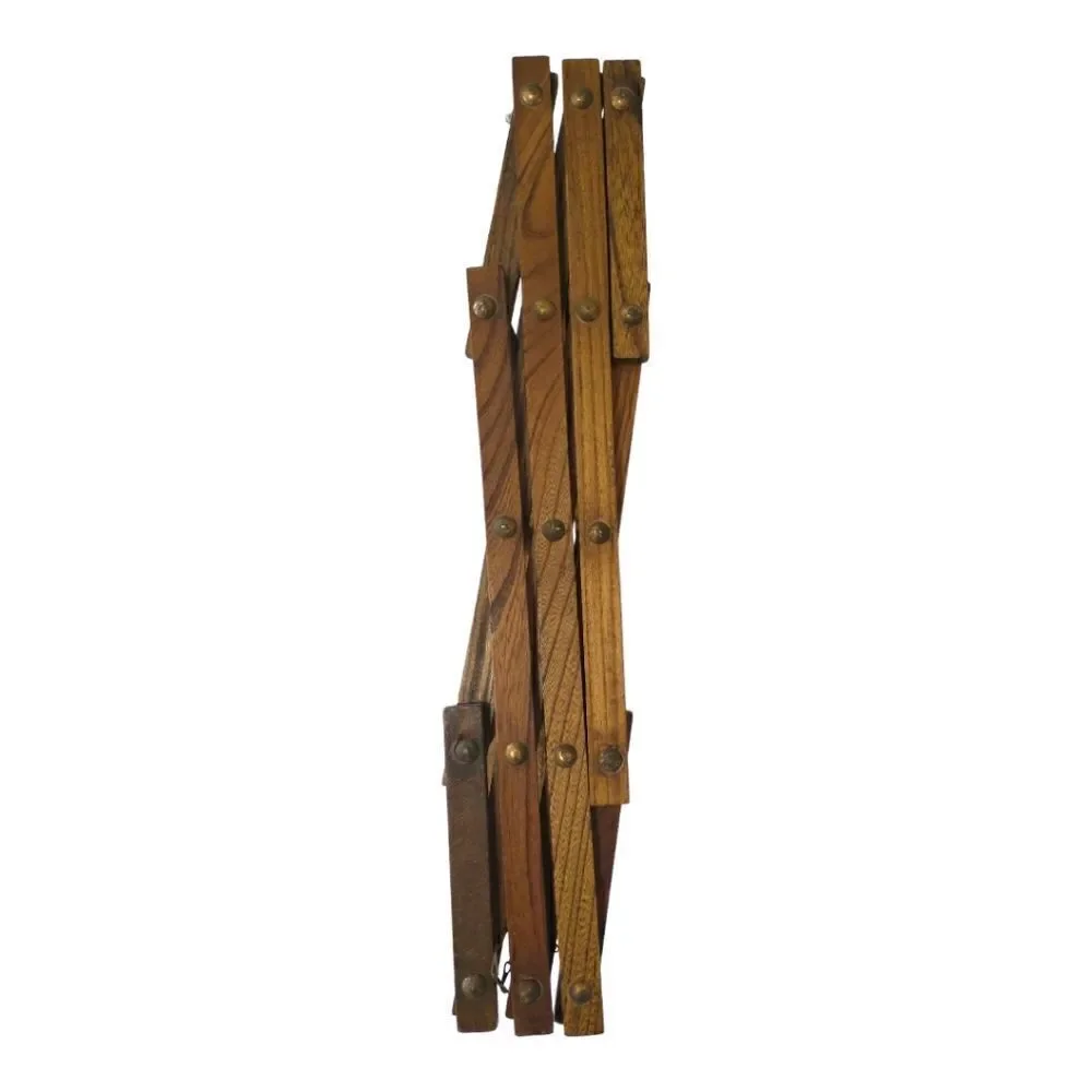Wood Accordion Wine Bottle Rack Sturdy MCM Expandable Holds‎ 10 Bottles Heavy
